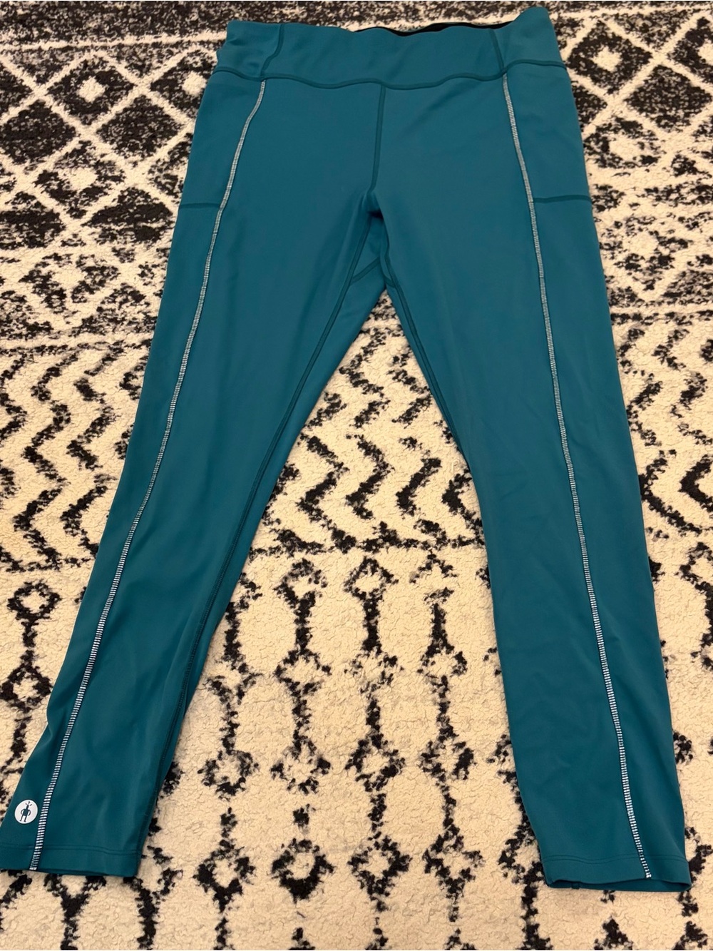 Smartwool Women's Run Teal Leggings Pants XL Merino Wool Blend Running Workout